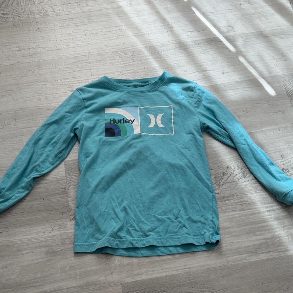 Hurley Kids' Long Sleeve Logo Tee - Aqua Blue